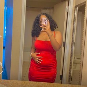 red body-con dress